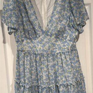 Floral Blue and Green Dress